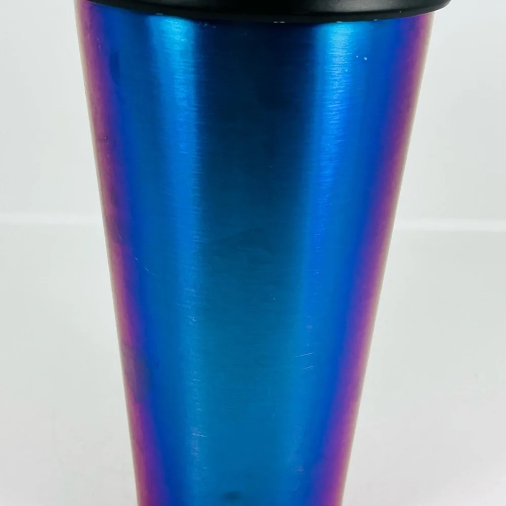 Starbucks Iridescent Purple Blue Cold Cup Stainless Steel Tumbler 16 oz No Straw